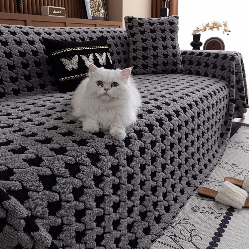 Skanto | Cavalli Houndstooth Plush Sofa Cover