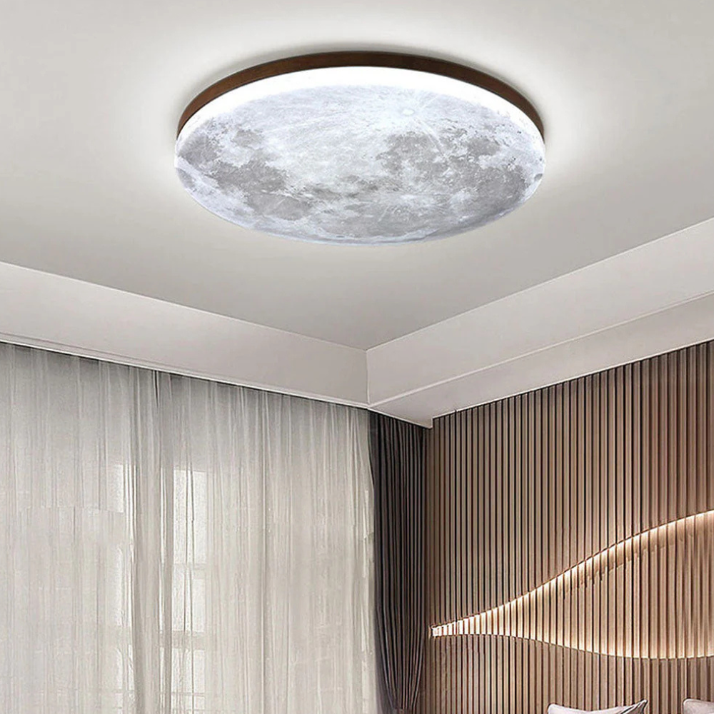 3D-Mond-LED-Deckenleuchte, dimmbar, Metall, Schlafzimmerleuchte