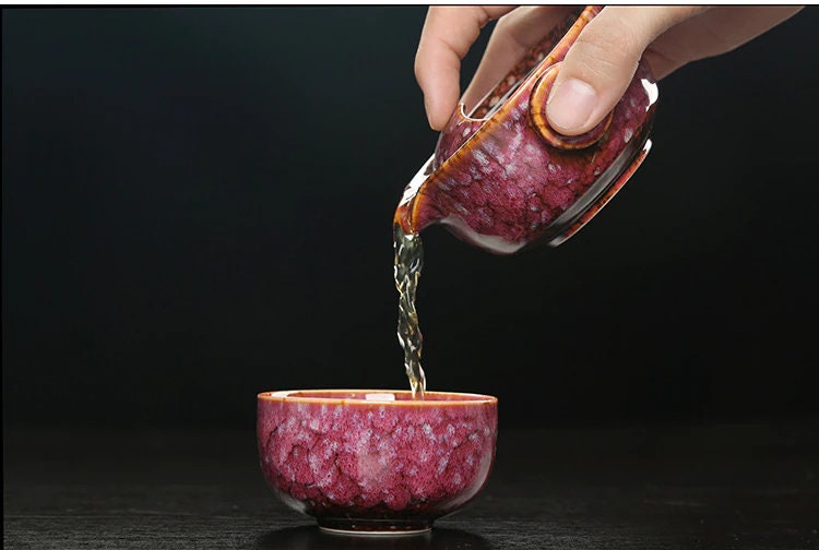 Norvo | Keramisk Gaiwan Sett kuai ke Te Sett Camping Kung Fu Te Sett 1 Tekanne 1 Kopp Reise Tekanne Kaffe Kopp Vann Mugge Kontor Kjele Drikkebestikk