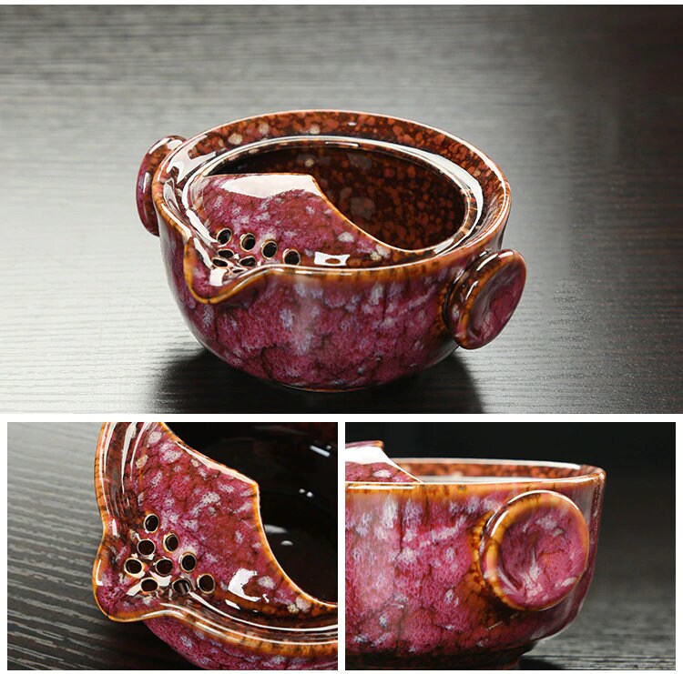 Norvo | Keramisk Gaiwan Sett kuai ke Te Sett Camping Kung Fu Te Sett 1 Tekanne 1 Kopp Reise Tekanne Kaffe Kopp Vann Mugge Kontor Kjele Drikkebestikk