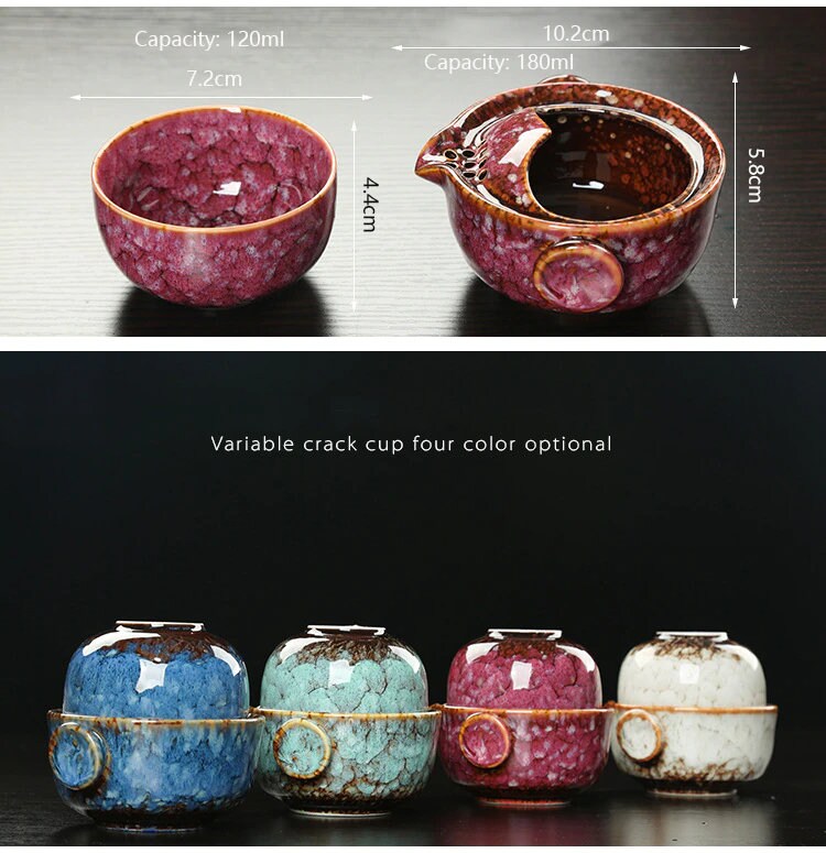 Norvo | Keramisk Gaiwan Sett kuai ke Te Sett Camping Kung Fu Te Sett 1 Tekanne 1 Kopp Reise Tekanne Kaffe Kopp Vann Mugge Kontor Kjele Drikkebestikk