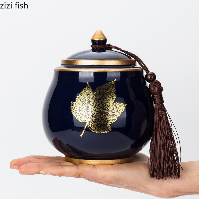 Norvo | Keramisk Tekanne Tea Cajon Teeboks Oppbevaring Te Beholder Fuktbestandig Forseglet Tank Oppbevaringsbeholder Godteri Krukke Oppbevaringsboks