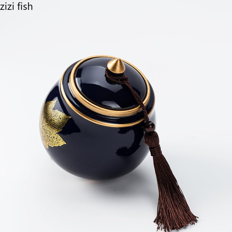 Norvo | Keramisk Tekanne Tea Cajon Teeboks Oppbevaring Te Beholder Fuktbestandig Forseglet Tank Oppbevaringsbeholder Godteri Krukke Oppbevaringsboks