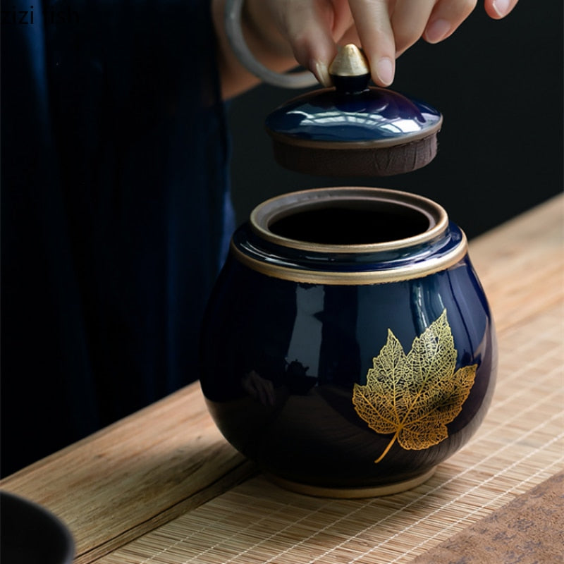 Skanto | Keramisk Tekanne Tea Cajon Teeboks Oppbevaring Te Beholder Fuktbestandig Forseglet Tank Oppbevaringsbeholder Godteri Krukke Oppbevaringsboks