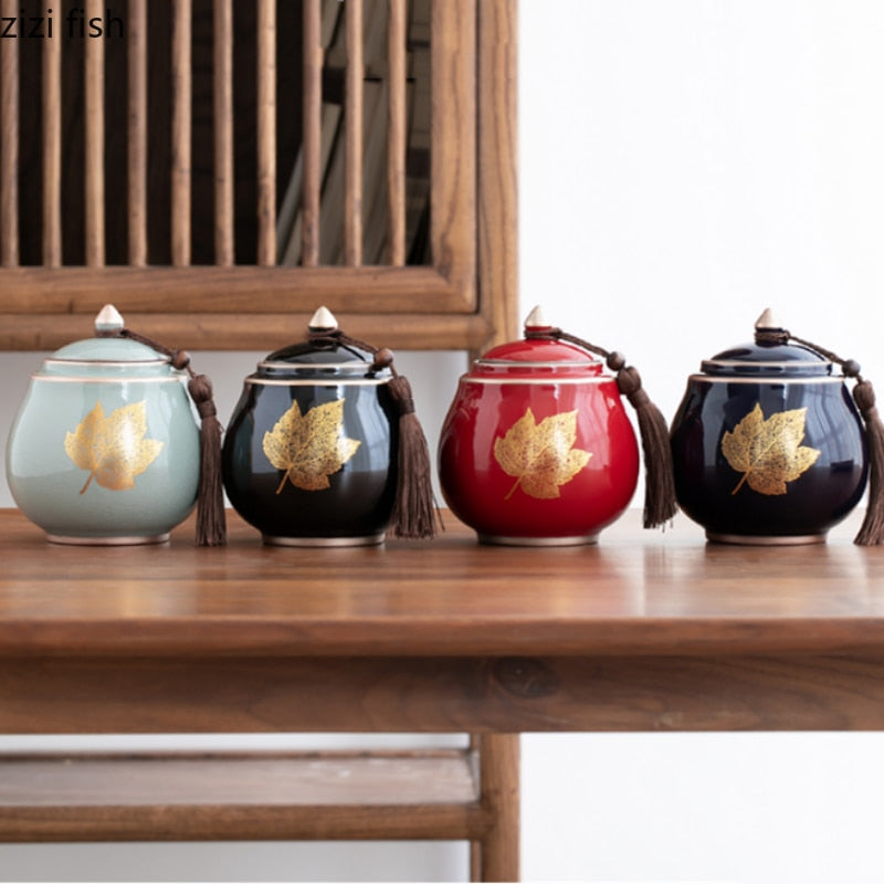 Norvo | Keramisk Tekanne Tea Cajon Teeboks Oppbevaring Te Beholder Fuktbestandig Forseglet Tank Oppbevaringsbeholder Godteri Krukke Oppbevaringsboks