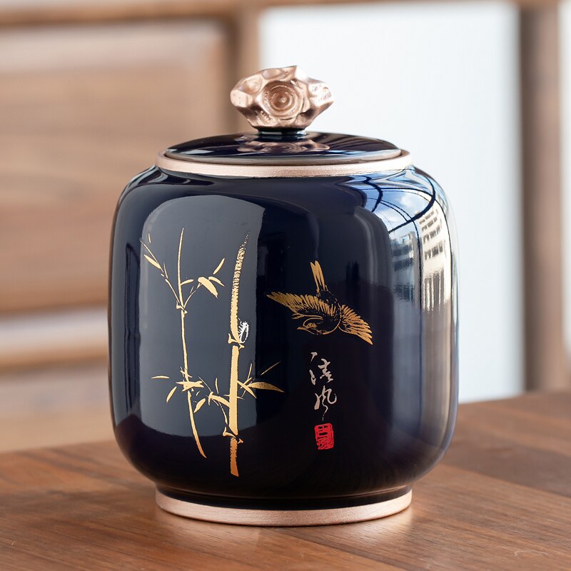 Norvo | Keramisk Tekanne Tea Cajon Teeboks Oppbevaring Te Beholder Fuktbestandig Forseglet Tank Oppbevaringsbeholder Godteri Krukke Oppbevaringsboks