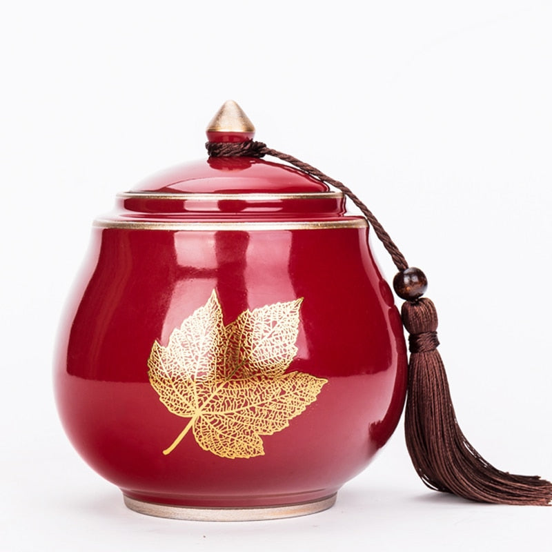 Skanto | Keramisk Tekanne Tea Cajon Teeboks Oppbevaring Te Beholder Fuktbestandig Forseglet Tank Oppbevaringsbeholder Godteri Krukke Oppbevaringsboks