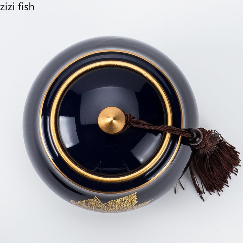 Norvo | Keramisk Tekanne Tea Cajon Teeboks Oppbevaring Te Beholder Fuktbestandig Forseglet Tank Oppbevaringsbeholder Godteri Krukke Oppbevaringsboks