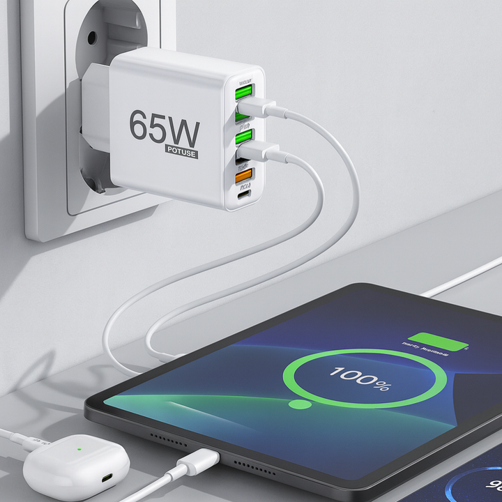 Skanto | Lader 65W Multi Port USB C Adaptør Kompakt Desktop Stasjon