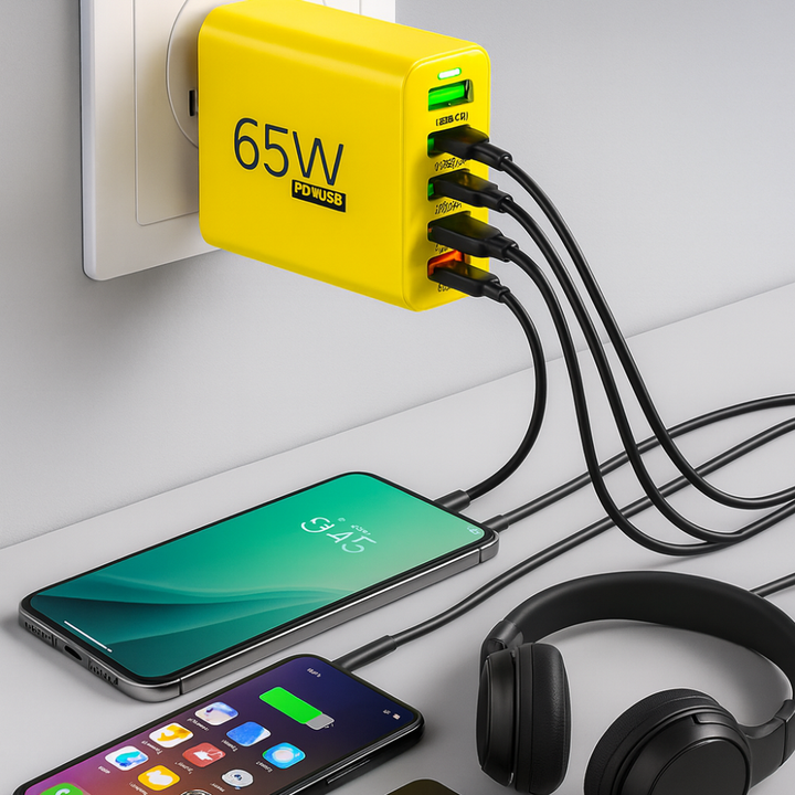 Skanto | Lader 65W Multi Port USB C Adaptør Kompakt Desktop Stasjon