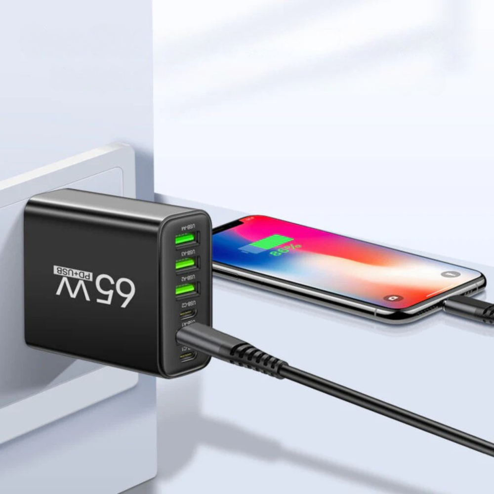Skanto | Lader 65W Multi Port USB C Adaptør Kompakt Desktop Stasjon