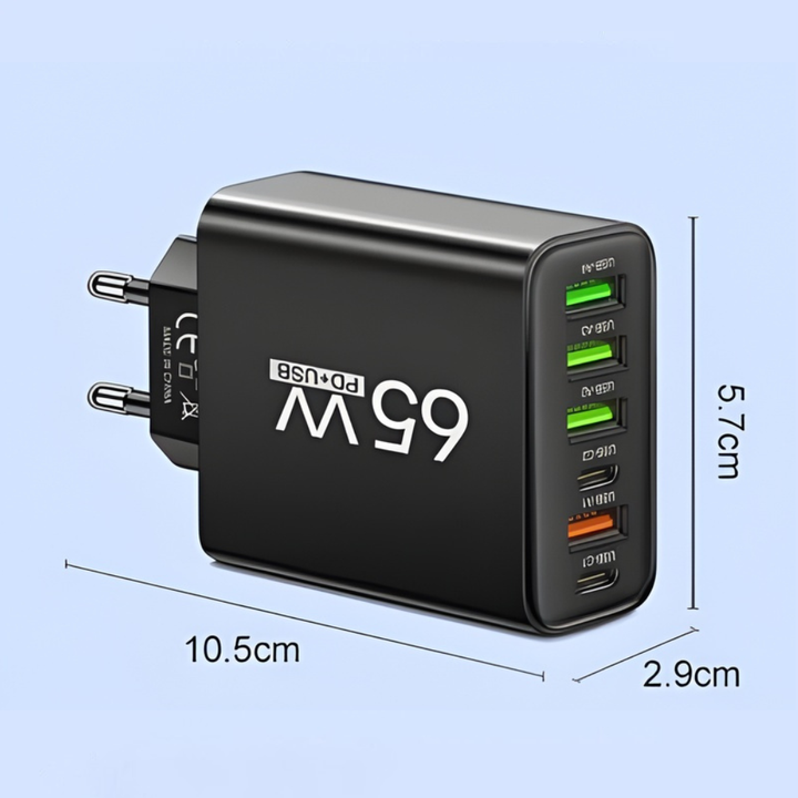Skanto | Lader 65W Multi Port USB C Adaptør Kompakt Desktop Stasjon