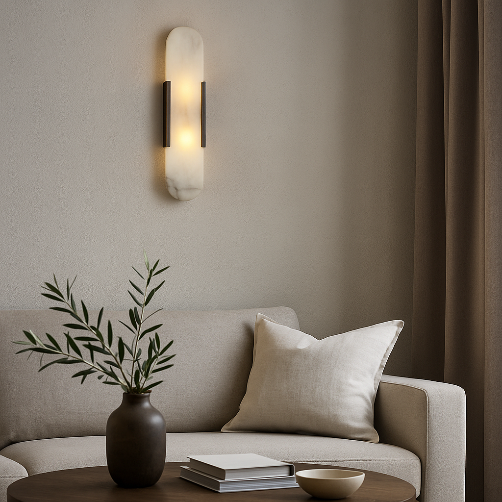 Moderne marmor vegglys - Elegant veggarmatur | Skanto