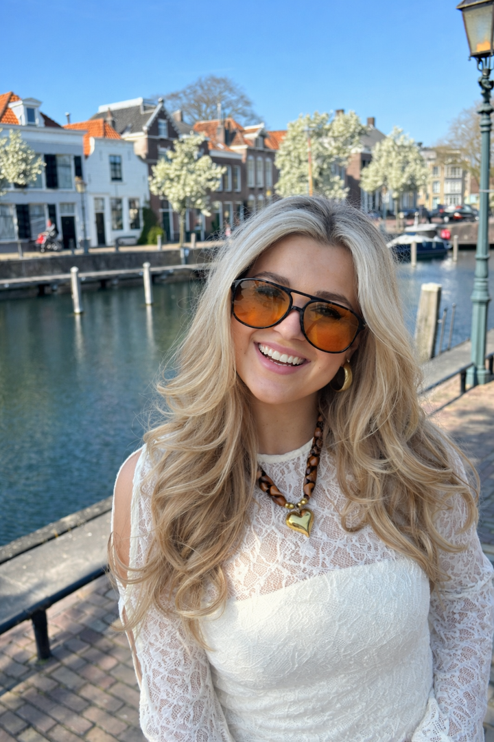 Oversized aviator solbriller med oransje linser og UV-beskyttelse | Skanto