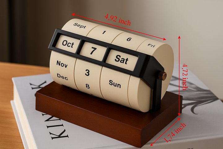 Skanto | Vintage Tre Perpetuum Flip Kalender – Gjenbrukbar Rotary Nedtelling Borddisplay