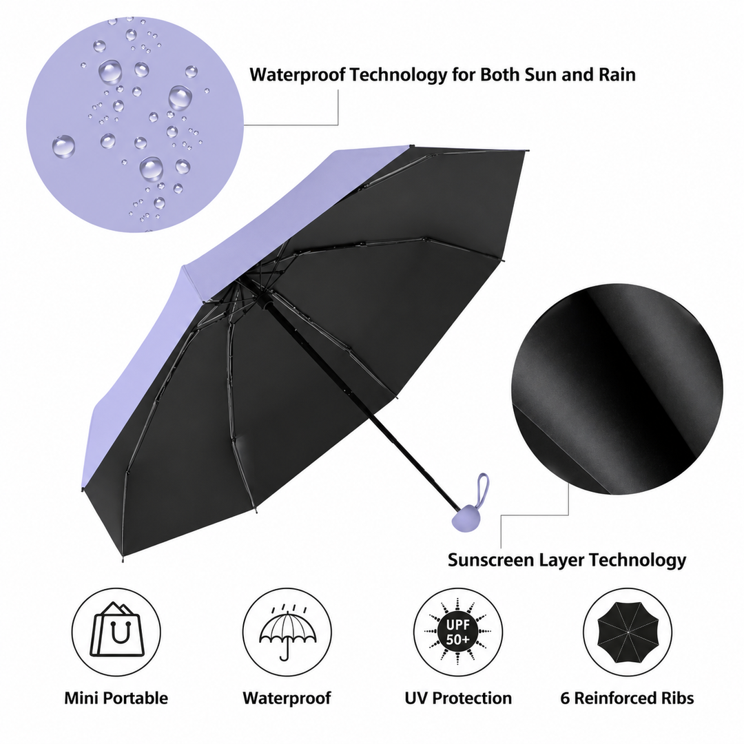Hårfrisyre lommeparaply med UV-beskyttelse UPF50+ | Skanto