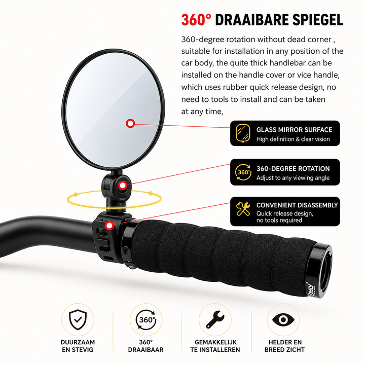 SeeEz Sykkel Bakspeil for Styre | Skanto