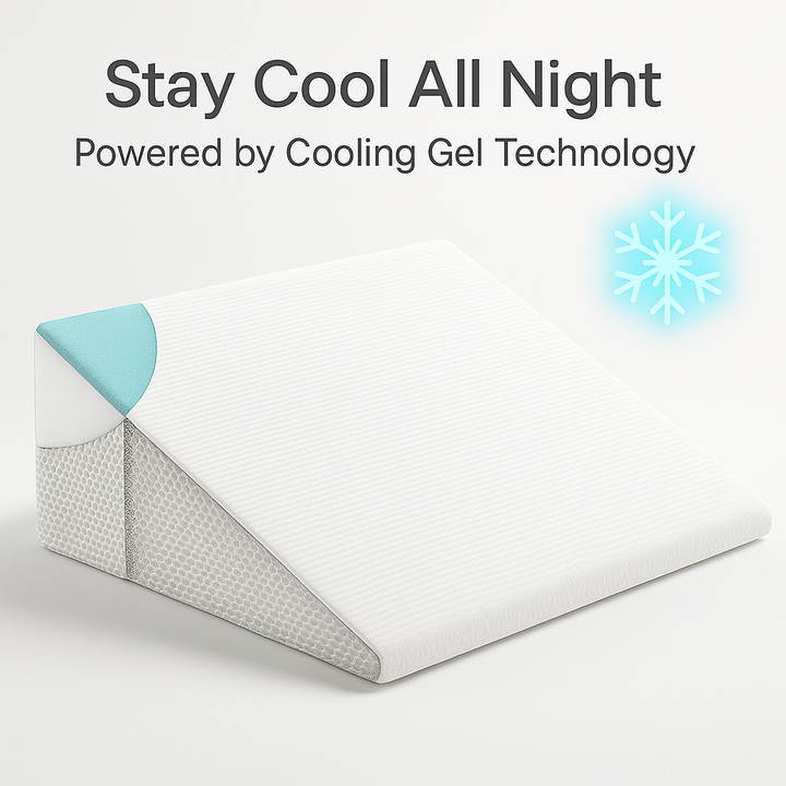 Skanto | Deluxe skrå kile støttepute | Kjølende gelminneskum, avtakbart trekk & ideell for ryggsmerter og syre refluks