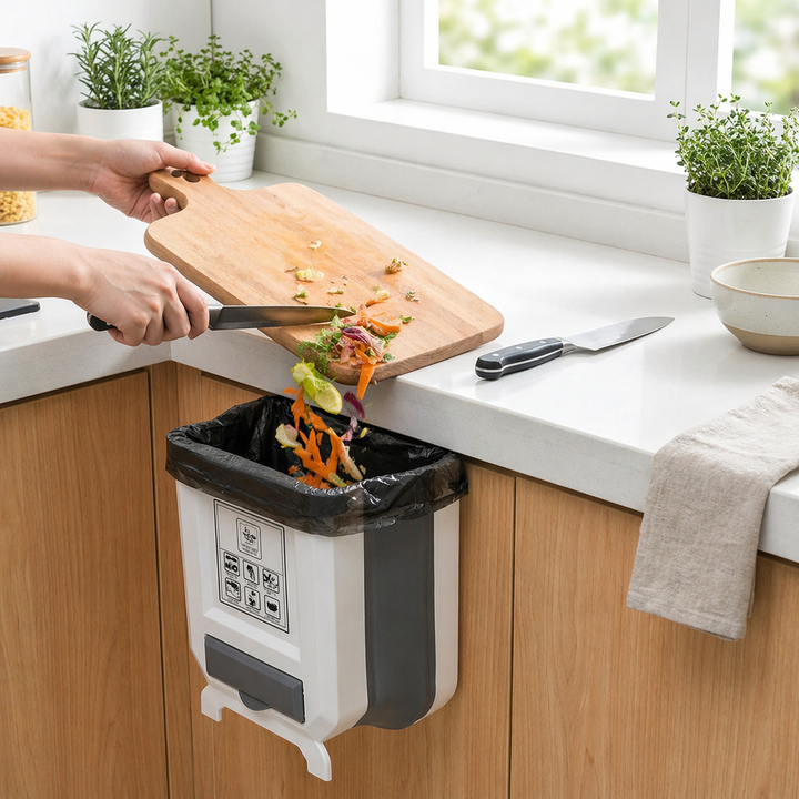 Foldbar kjøkkenavfallsbøtte for benkeplate | Skanto