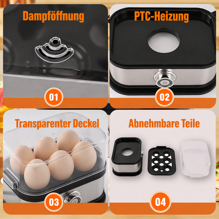 Multifunksjonell eggkoker med gjennomsiktig lokk | Skanto