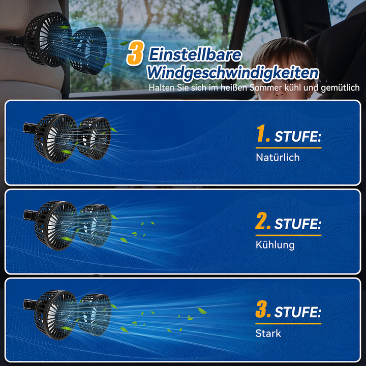 USB Vifte for Bil med 2 Hoder | Skanto