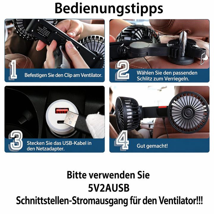 USB Vifte for Bil med 2 Hoder | Skanto