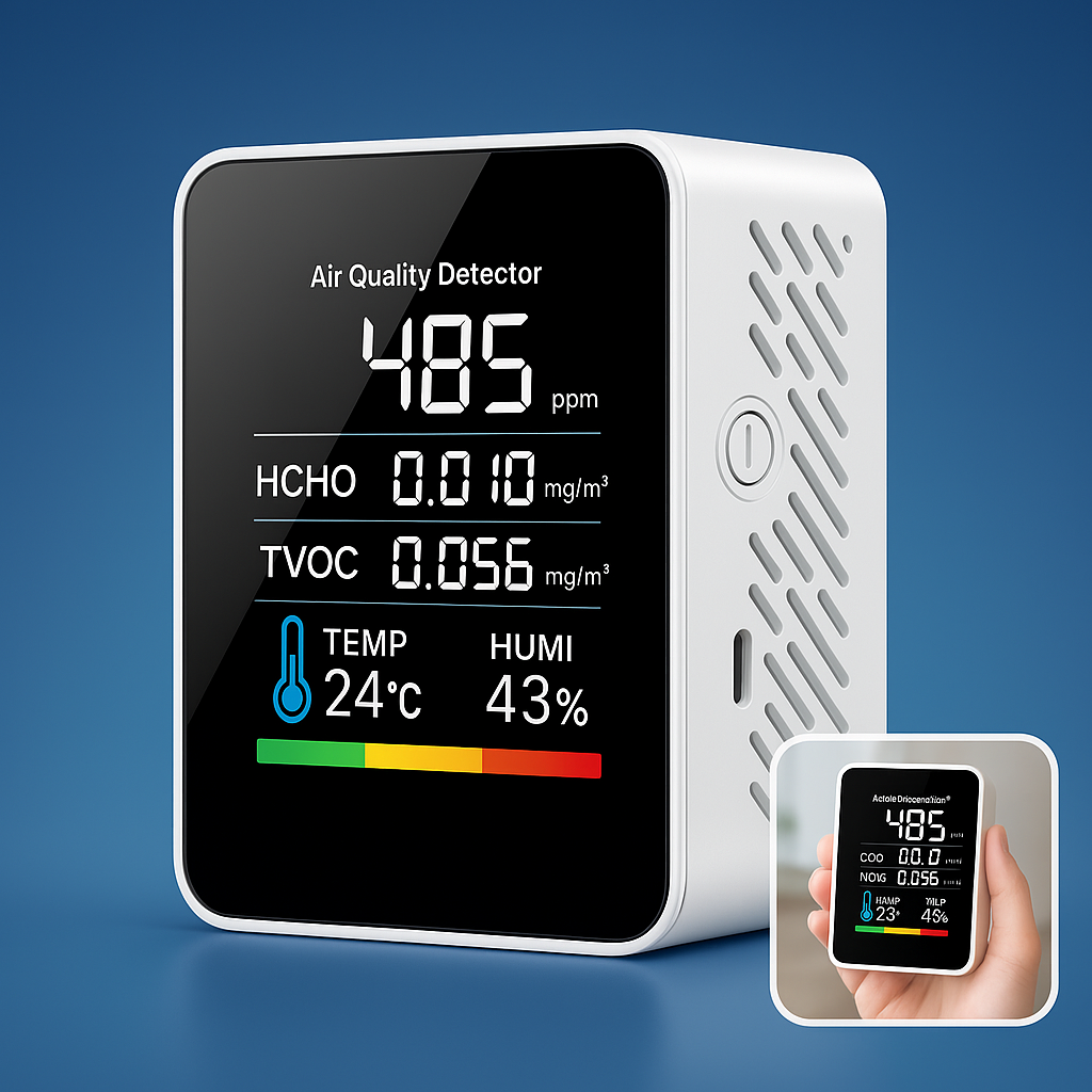 AirSense Pro CO2 Karbondioksidmåler Luftkvalitetsdetektor | Sanntidsvarsler - Luftkvalitetsmåler - for Rent Luft Skanto