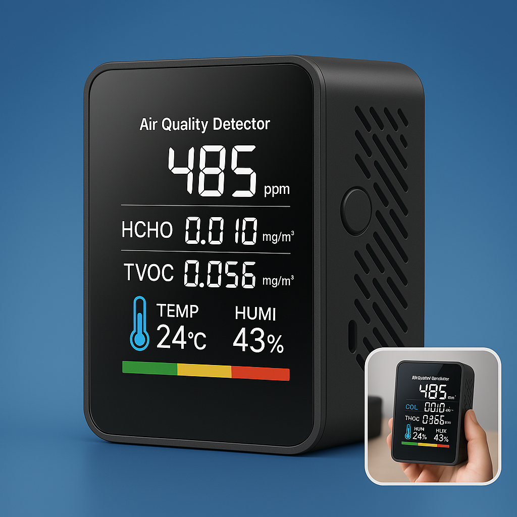 AirSense Pro CO2 Karbondioksidmåler Luftkvalitetsdetektor | Sanntidsvarsler - Luftkvalitetsmåler - for Rent Luft Skanto