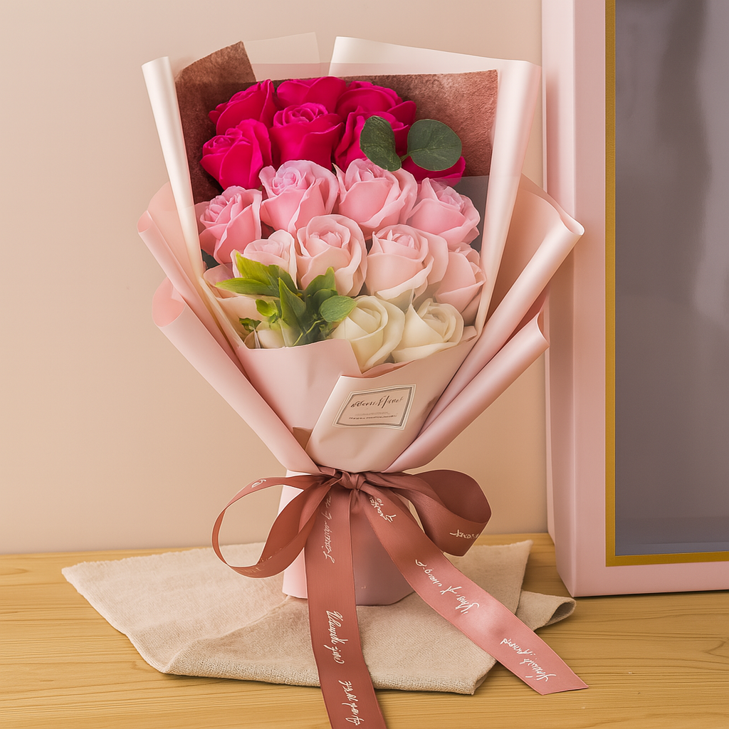 Romantischer Rosenstrauß aus Seife – Geschenk zum Valentinstag
