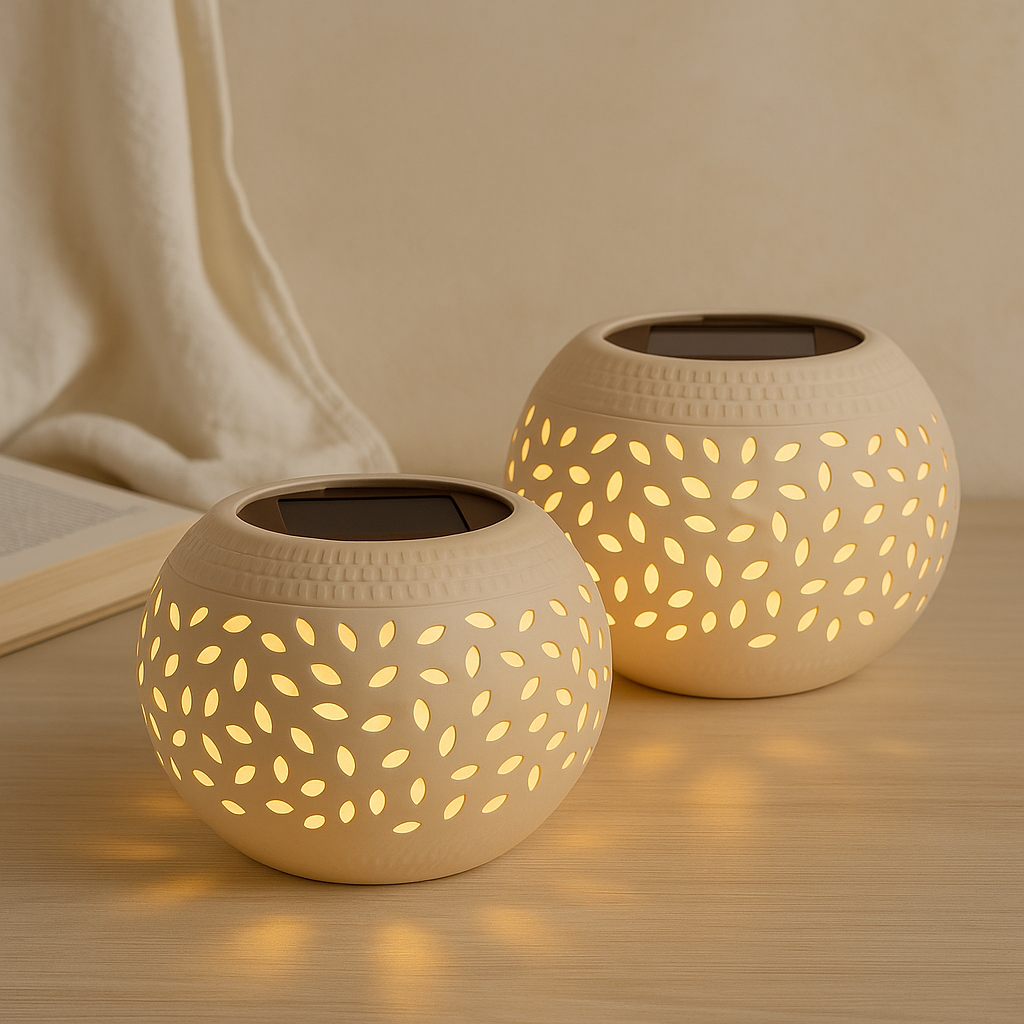 Solcel-drevet bordlampe med stanset mønster Skanto