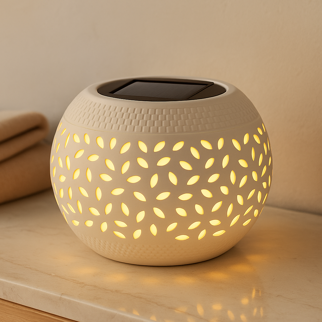 Solcel-drevet bordlampe med stanset mønster Skanto