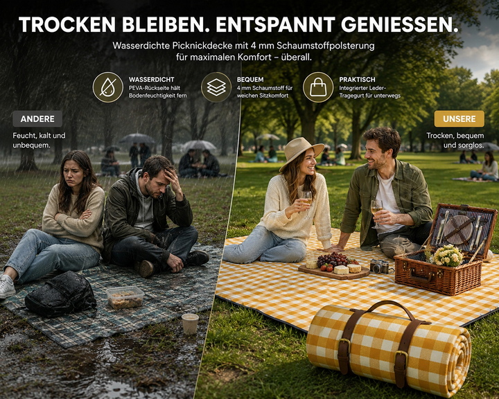 Picnicteppe vannavstøtende med lærbærerem | Skanto
