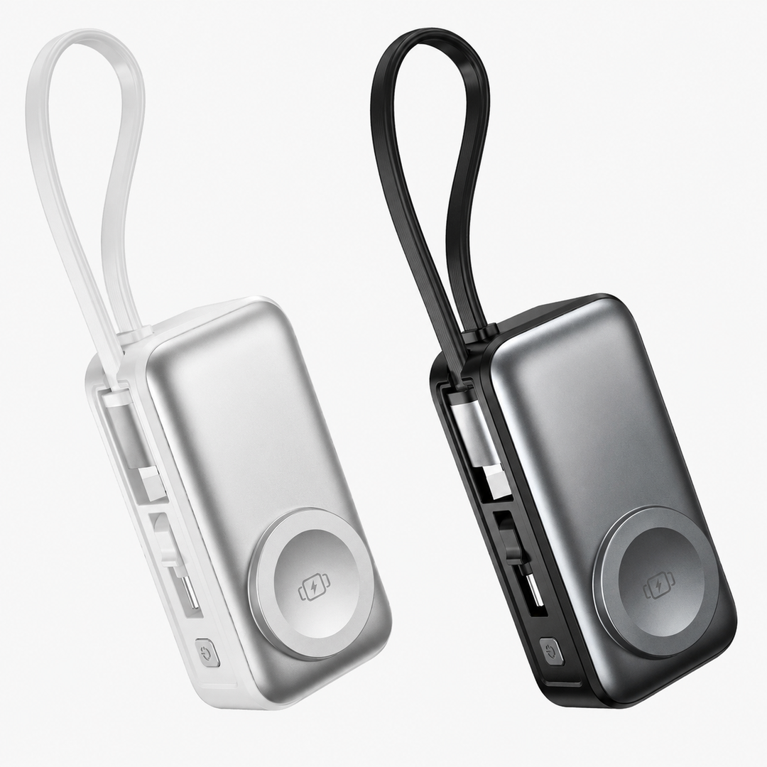 Magnetisk 3-i-1 Powerbank med trådløs lading | Skanto