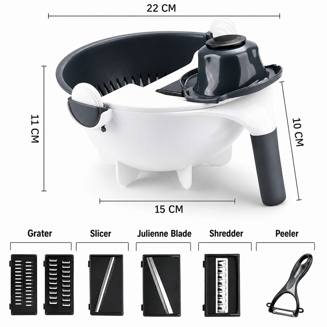 SlicePro Multifunctional Grønnsakskjærer med Utbyttbare Kniver | Skanto
