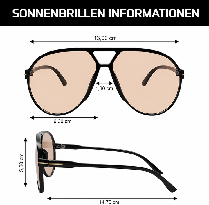 Aviator Oversize Solbriller Retro UV400 | Skanto