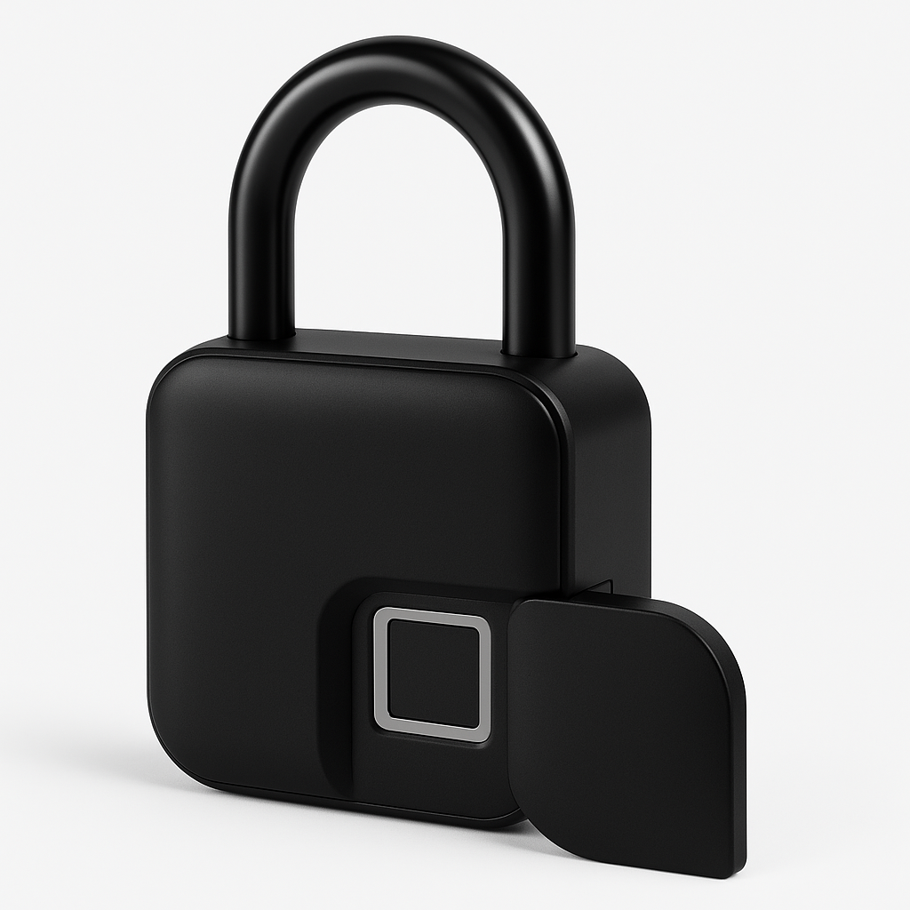 Skanto | FingerScan Slim Padlock – Nøkkelløs sikkerhet med fingeravtrykk og USB-ladingsfunksjon