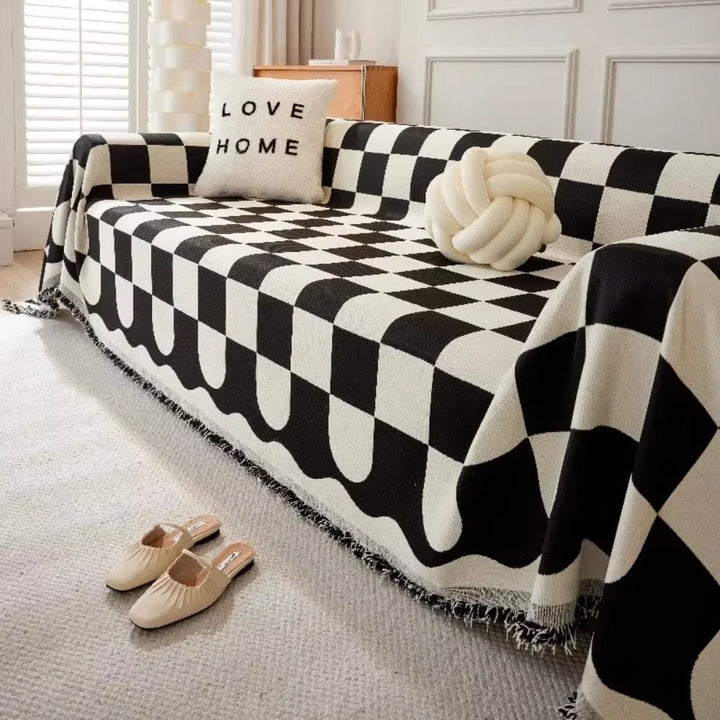 Skanto | Sjakkbrett Chic Fringet Sofa Deksel