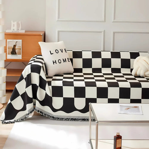 Skanto | Sjakkbrett Chic Fringet Sofa Deksel