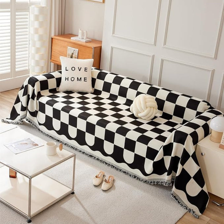 Skanto | Sjakkbrett Chic Fringet Sofa Deksel