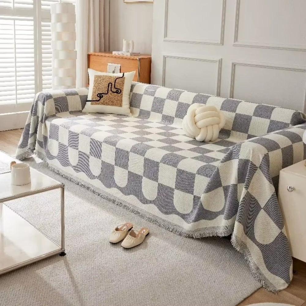Skanto | Sjakkbrett Chic Fringet Sofa Deksel