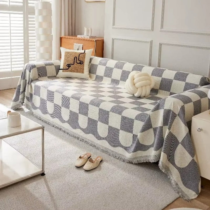 Skanto | Sjakkbrett Chic Fringet Sofa Deksel