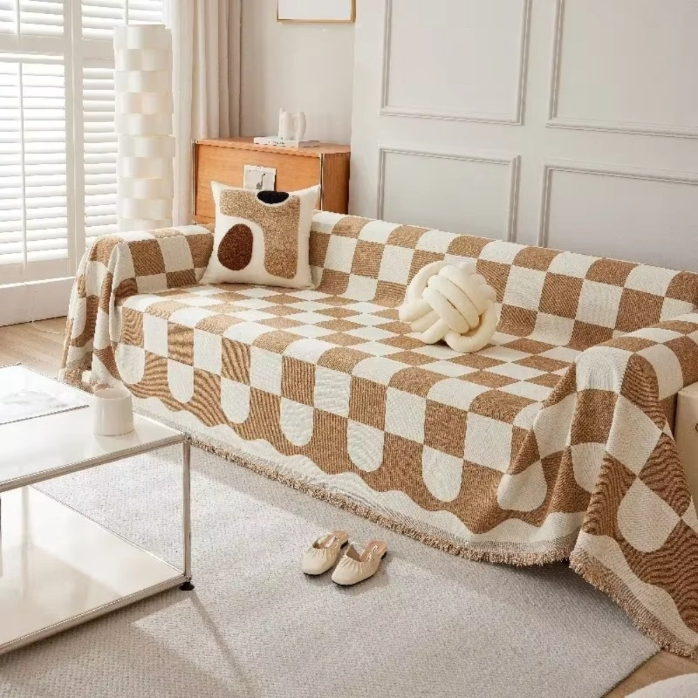 Skanto | Sjakkbrett Chic Fringet Sofa Deksel