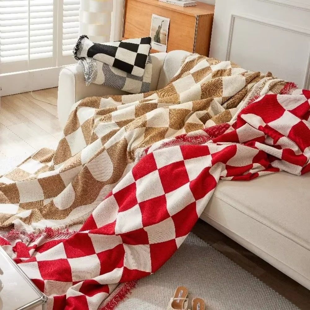 Skanto | Sjakkbrett Chic Fringet Sofa Deksel