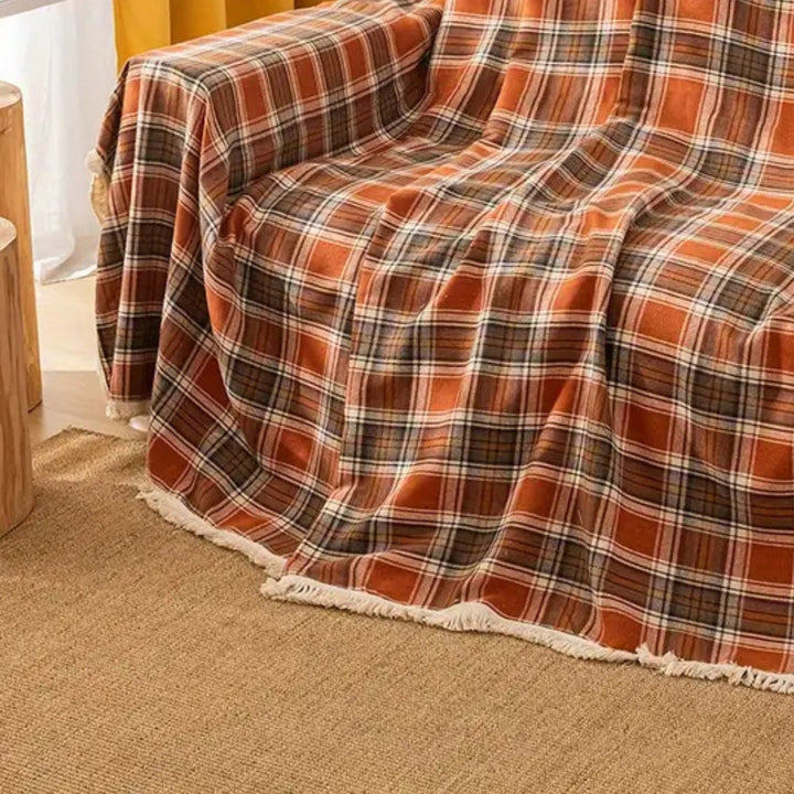 Skanto | Høst Kastanjefarget Rutete Sofa Trekk