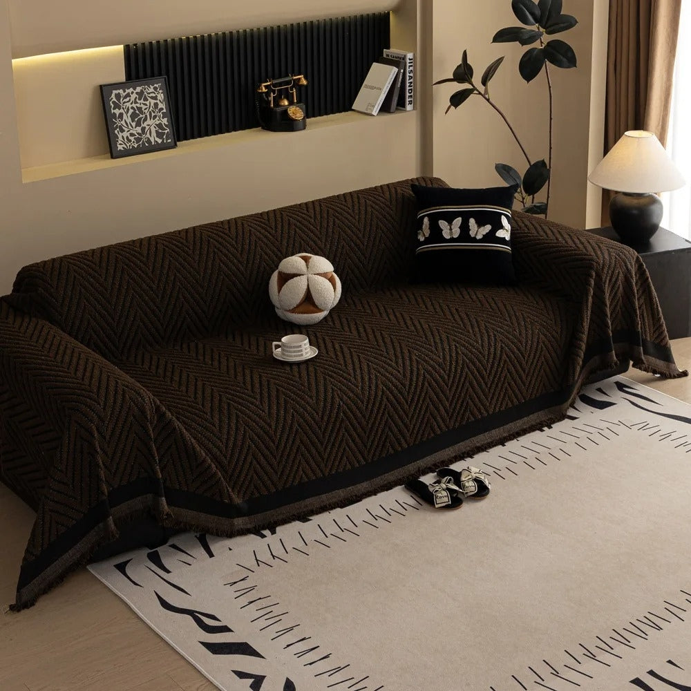 Skanto | Chevron Herringbone Frynse Sofa Deksel
