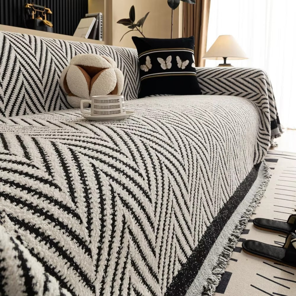 Skanto | Chevron Herringbone Frynse Sofa Deksel