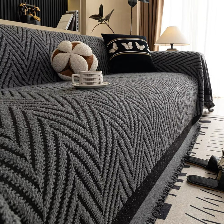 Skanto | Chevron Herringbone Frynse Sofa Deksel