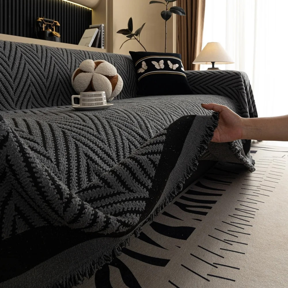 Skanto | Chevron Herringbone Frynse Sofa Deksel