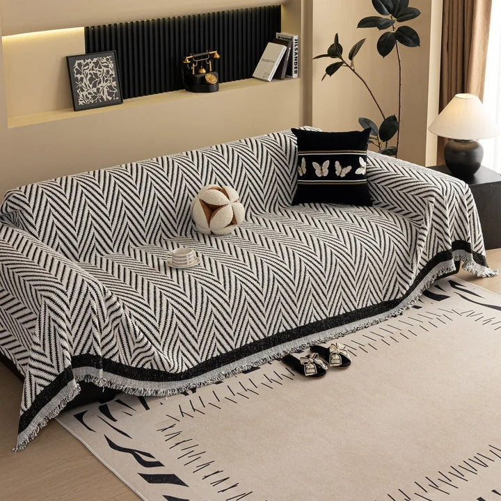 Skanto | Chevron Herringbone Frynse Sofa Deksel