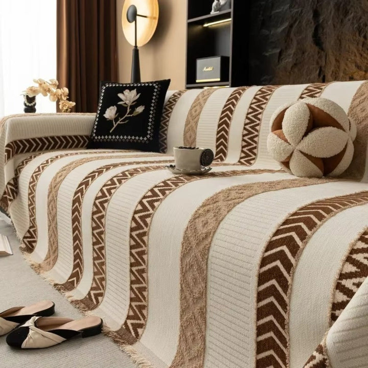 Skanto | Chevron-mønster Chenille-sofa trekk